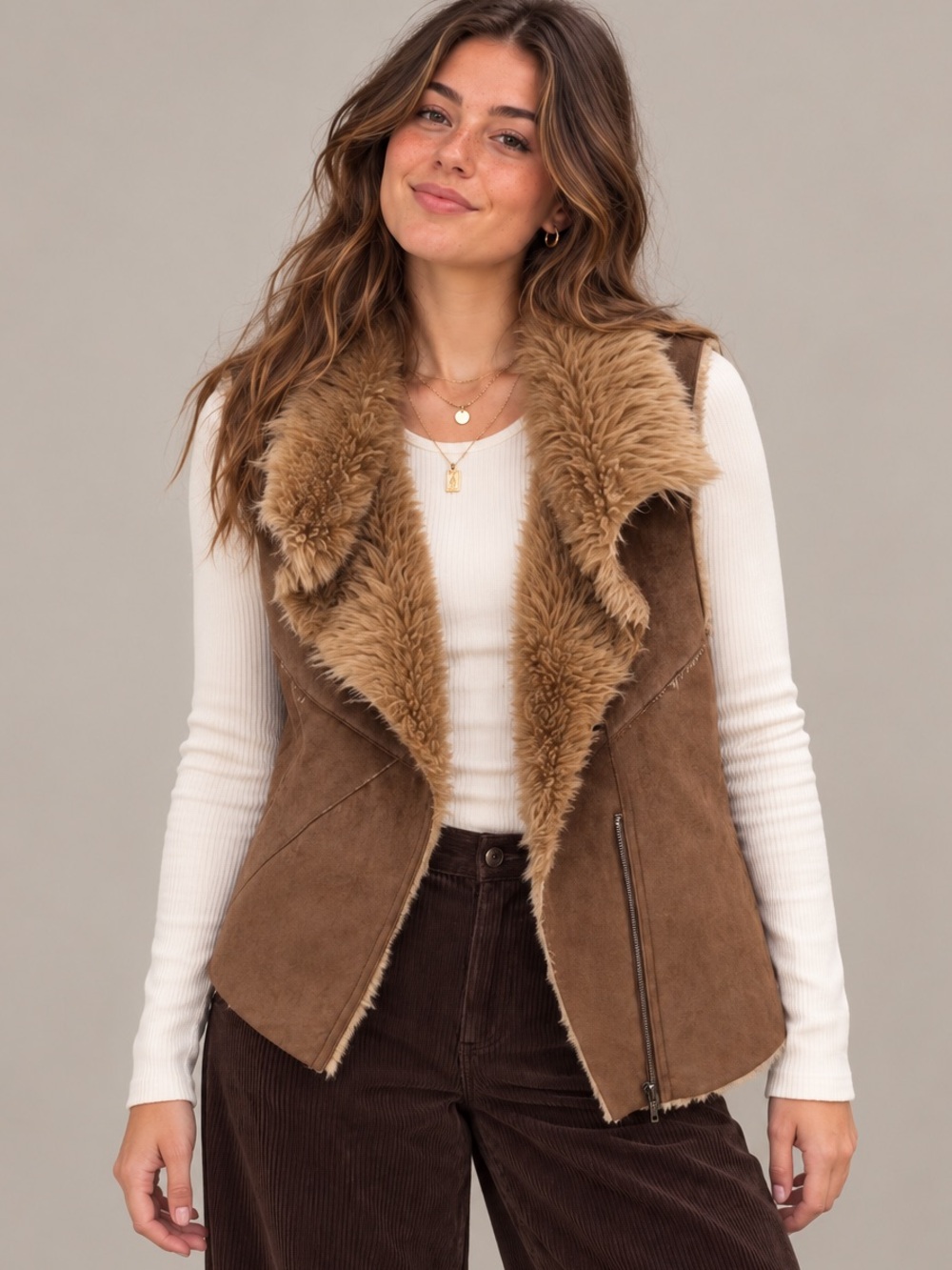 Faux Shearling Boho Western Vest
